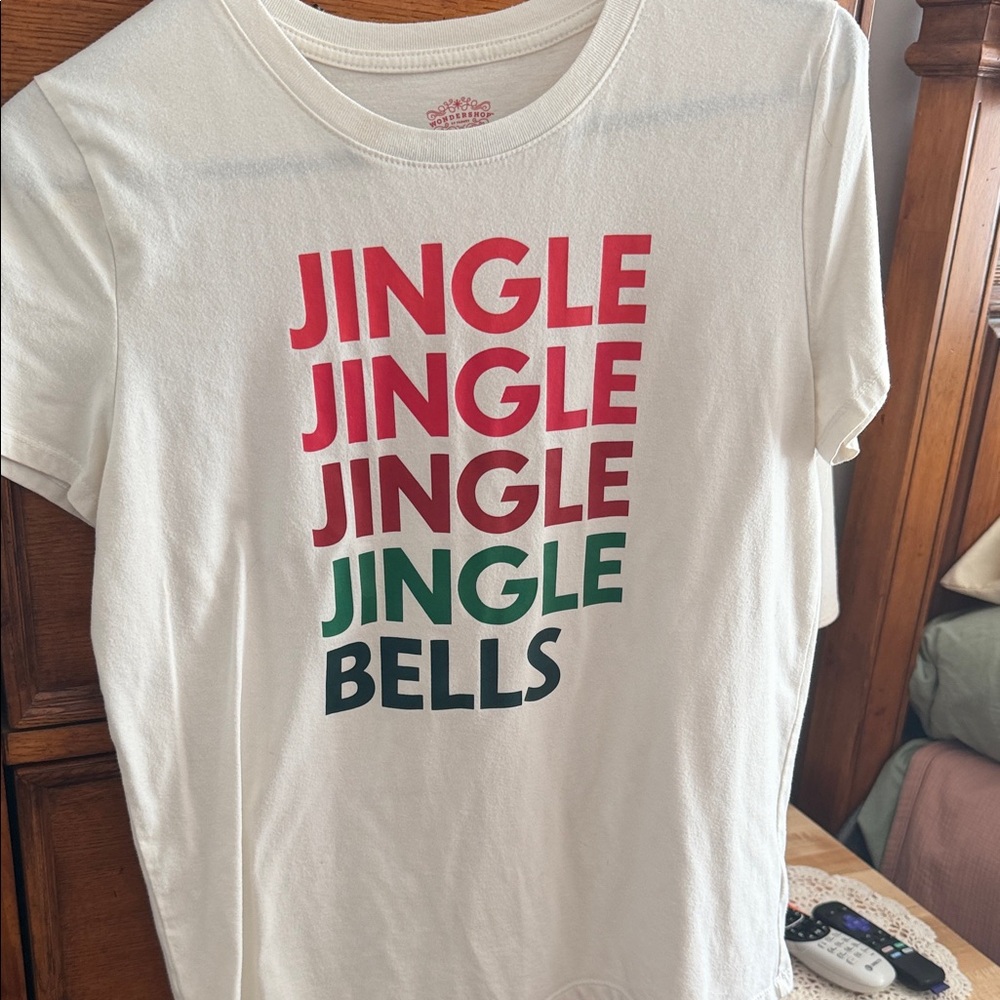 Wondershop Festive White Tee with Red and Green Print